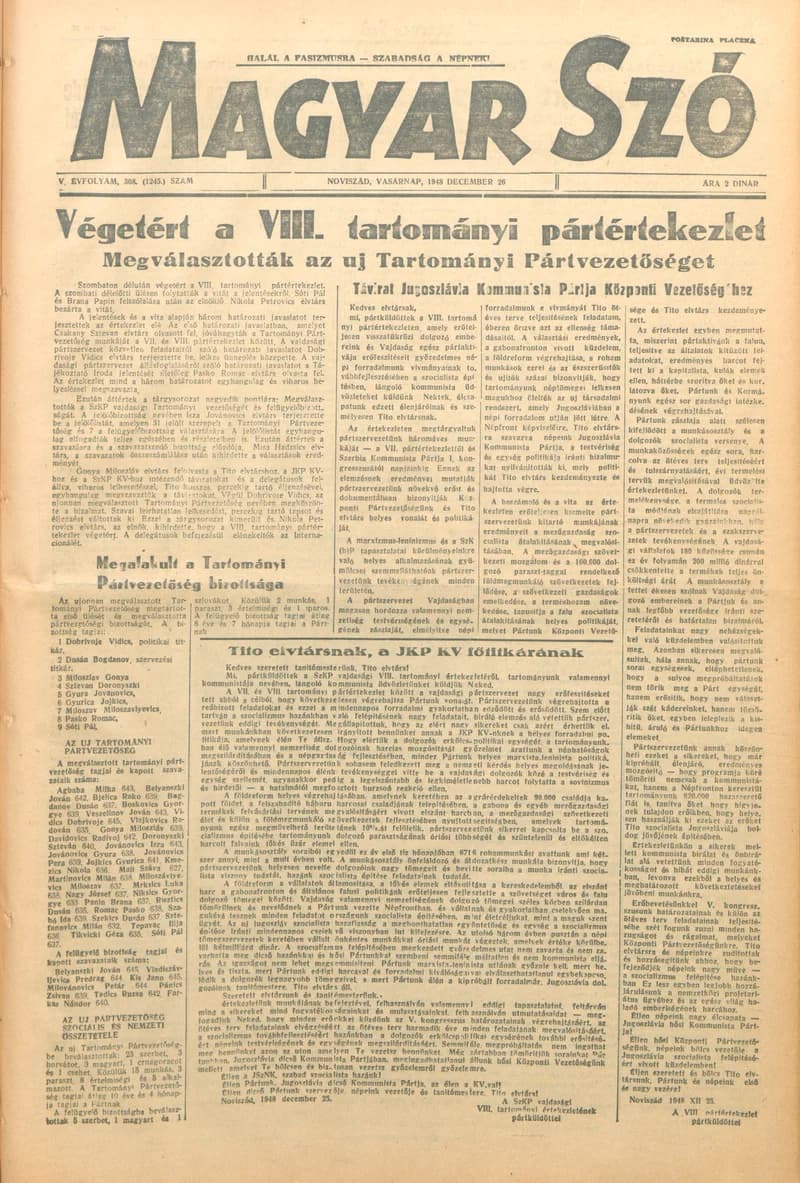 Magyar Szó, 5. évf. 1948. december 26. 308. sz. 1–8. oldal