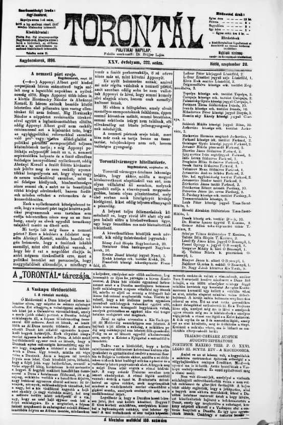 Torontál, 25. évf. 1896. szeptember 28. 222. sz.