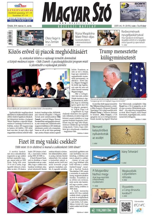 Magyar Szó, 75. évf. 2018. március 14. 59. sz. 1–16. oldal