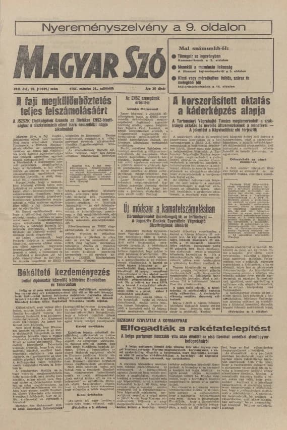 Magyar Szó, 42. évf. 1985. március 21. 78. sz. 1–20. oldal