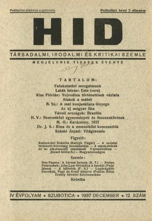 Híd, 4. évf. 1937. december. 12. sz. 1–41. oldal