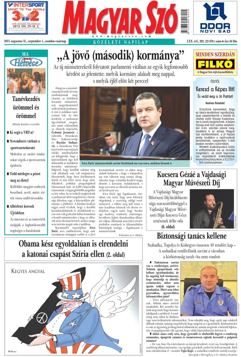 Magyar Szó, 70. évf. 2013. augusztus 31. – szeptember 1. 202. sz. 1–40. oldal