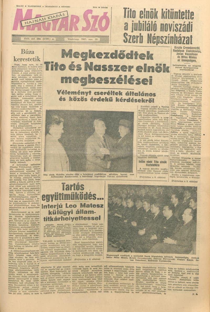 Magyar Szó, 18. évf. 1961. november 19. 286. sz. 1–24. oldal