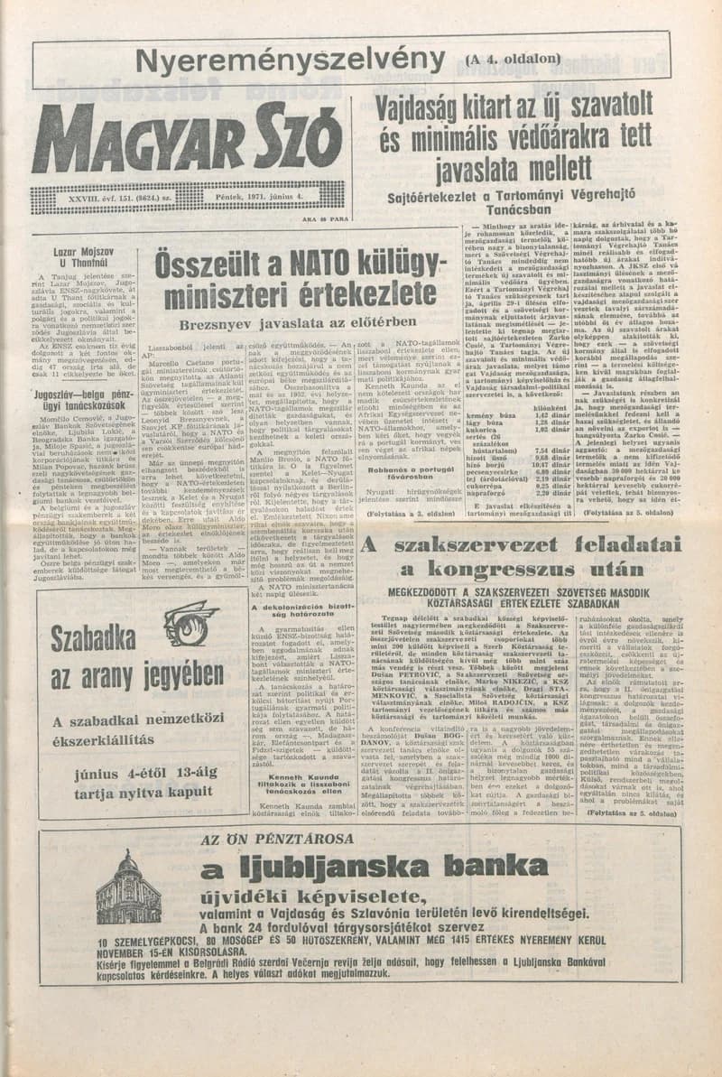 Magyar Szó, 28. évf. 1971. június 4. 151. sz. 1–12. oldal