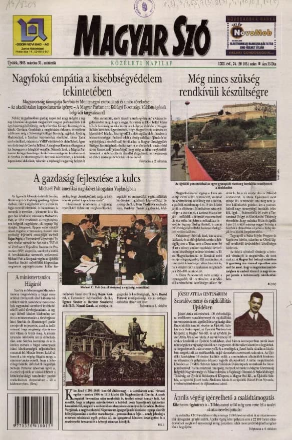 Magyar Szó, 62. évf. 2005. március 31. 74. sz. 1–20. oldal