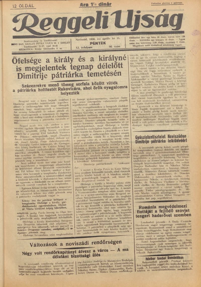 Reggeli Újság, 11. évf. 1930. április 11. 86. sz.