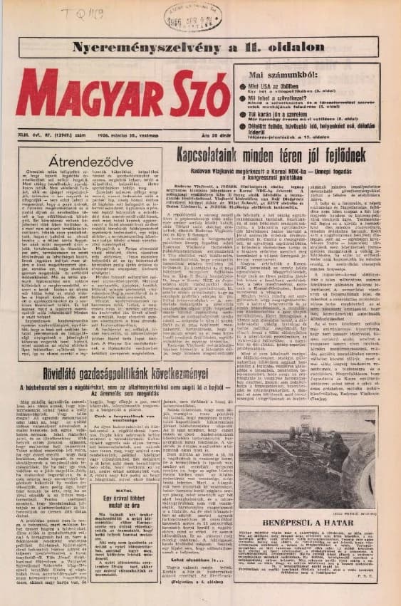 Magyar Szó, 43. évf. 1986. március 30. 87. sz. 1–32. oldal