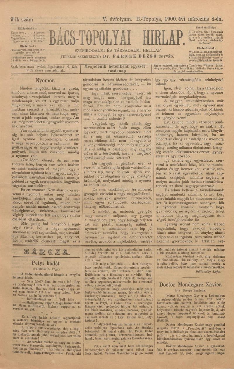 Bács-Topolyai Hirlap, 5. évf. 1900. március 4. 9. sz.