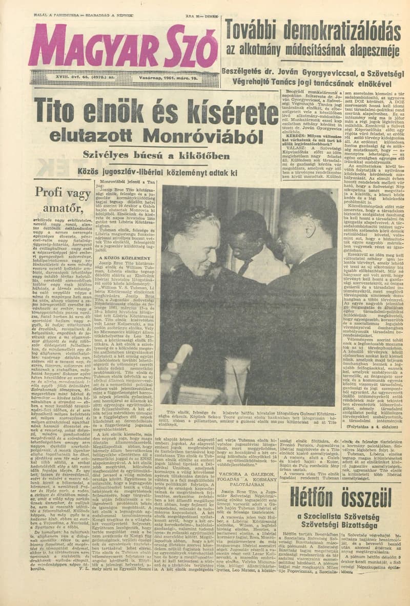Magyar Szó, 18. évf. 1961. március 19. 65. sz. 1–24. oldal
