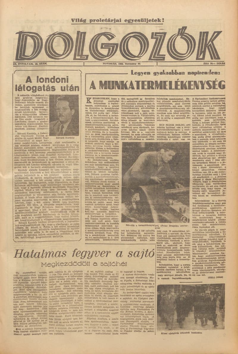 Dolgozók, 9. évf. 1955. november 22. 46. sz.
