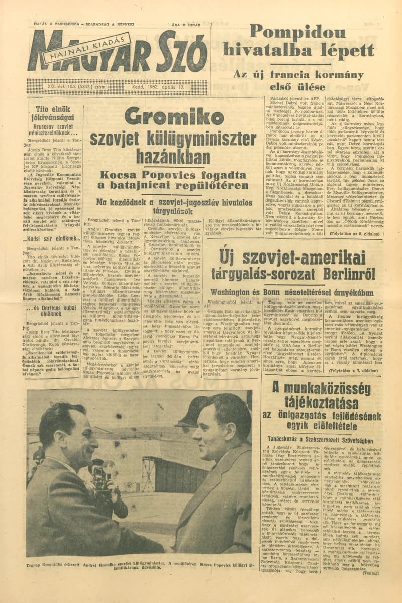 Magyar Szó, 19. évf. 1962. április 17. 105. sz. 1–16. oldal
