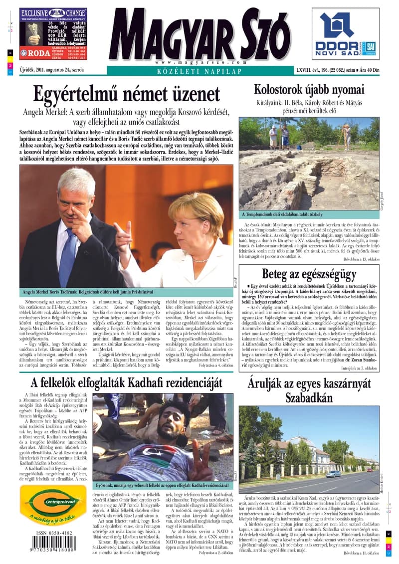 Magyar Szó, 68. évf. 2011. augusztus 24. 196. sz. 1–20. oldal
