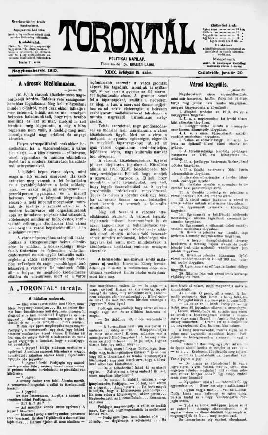 Torontál, 39. évf. 1910. január 20. 15. sz.