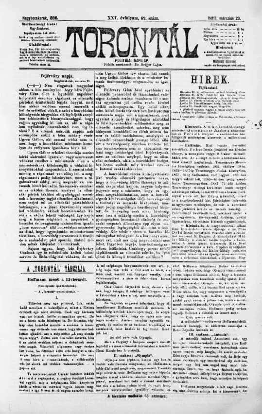 Torontál, 25. évf. 1896. március 23. 69. sz.
