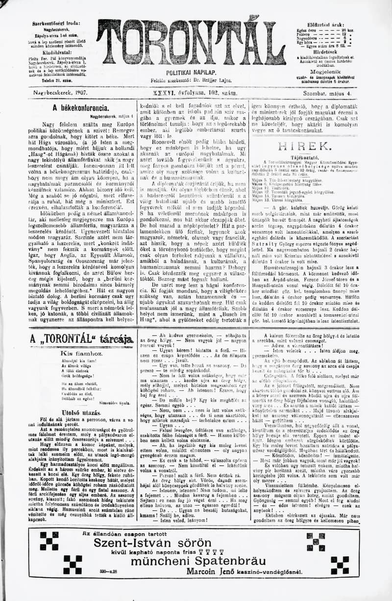 Torontál, 36. évf. 1907. május 4. 102. sz.