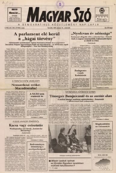 Magyar Szó, 58. évf. 2001. június 14. 136. sz. 1–16. oldal