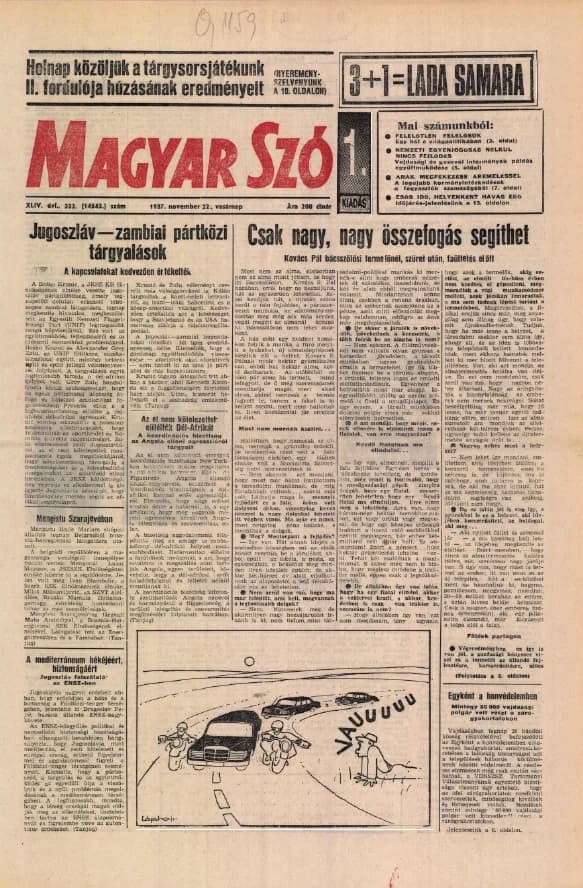 Magyar Szó, 44. évf. 1987. november 22. 322. sz. 1–28. oldal
