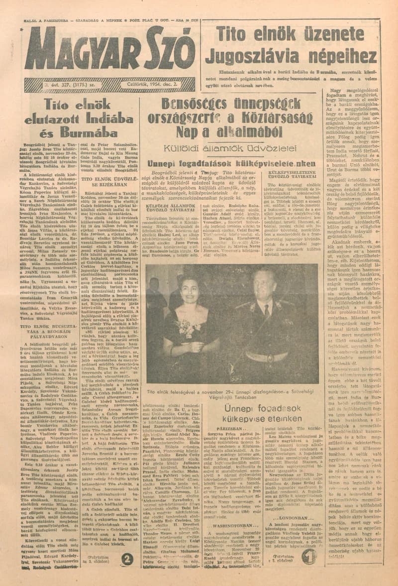 Magyar Szó, 11. évf. 1954. december 2. 327. sz. 1–12. oldal