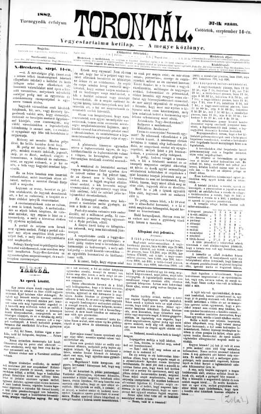 Torontál, 11. évf. 1882. szeptember 14. 37. sz.