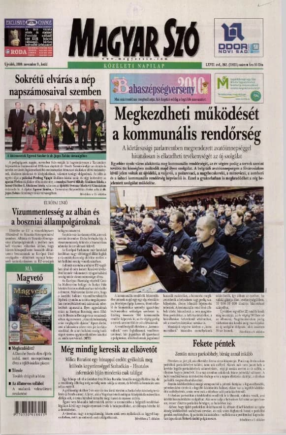 Magyar Szó, 67. évf. 2010. november 9. 262. sz. 1–20. oldal