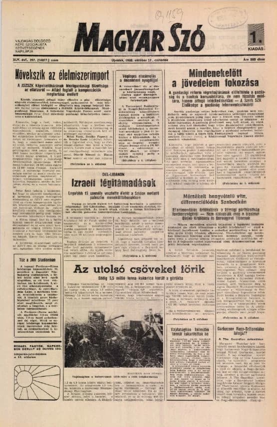 Magyar Szó, 45. évf. 1988. október 27. 297. sz.