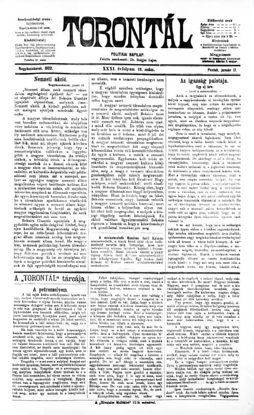 Torontál, 31. évf. 1902. január 17. 13. sz.
