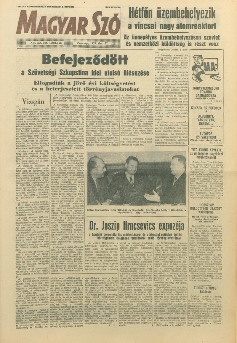 Magyar Szó, 16. évf. 1959. december 27. 305. sz. 1–24. oldal