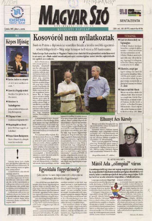 Magyar Szó, 64. évf. 2007. július 4. 153. sz. 1–20. oldal