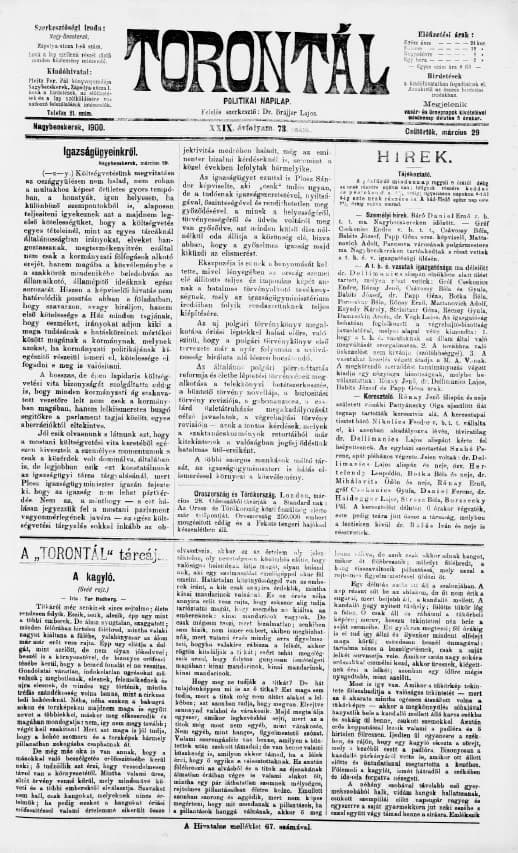 Torontál, 29. évf. 1900. március 29. 73. sz.