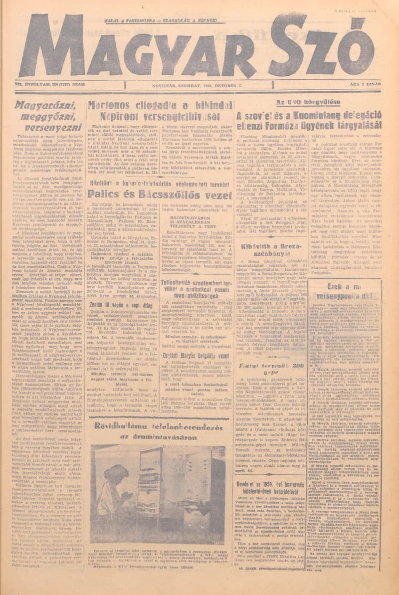 Magyar Szó, 7. évf. 1950. október 7. 238. sz. 1–4. oldal