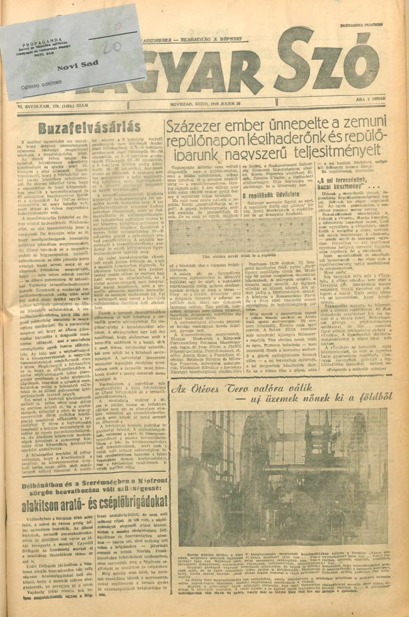Magyar Szó, 6. évf. 1949. július 26. 176. sz. 1–4. oldal