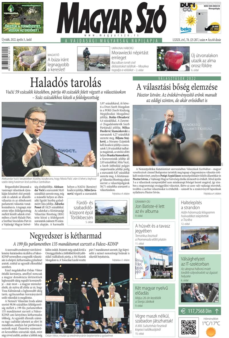 Magyar Szó, 79. évf. 2022. április 5. 78. sz. 1–20. oldal