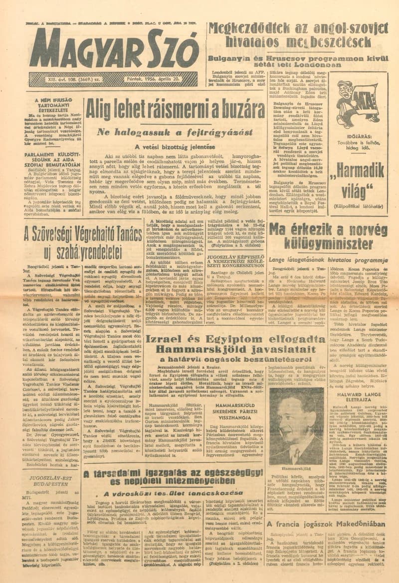 Magyar Szó, 13. évf. 1956. április 20. 108. sz. 1–8. oldal