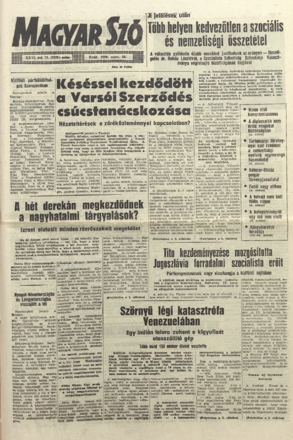 Magyar Szó, 26. évf. 1969. március 18. 75. sz. 1–16. oldal