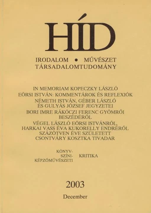 Híd, 67. évf. 2003. december. 12. sz. 1357–1476. oldal