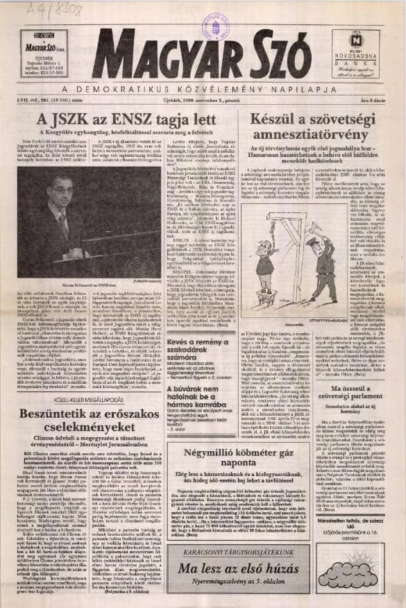 Magyar Szó, 57. évf. 2000. november 3. 261. sz. 1–16. oldal