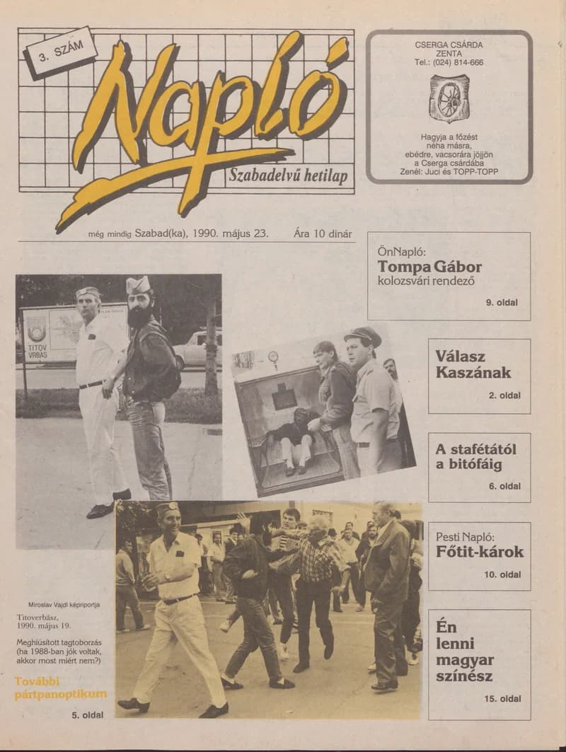Napló - Szabadelvű hetilap, 1. évf. 1990. május 23. 3. sz.