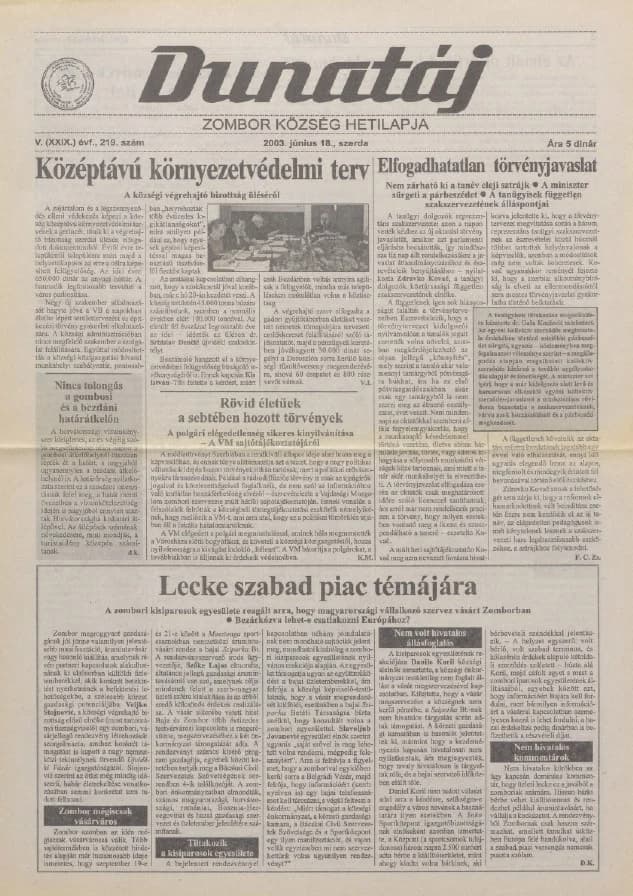 Dunatáj, 5. évf. 2003. június 18. 219. sz.