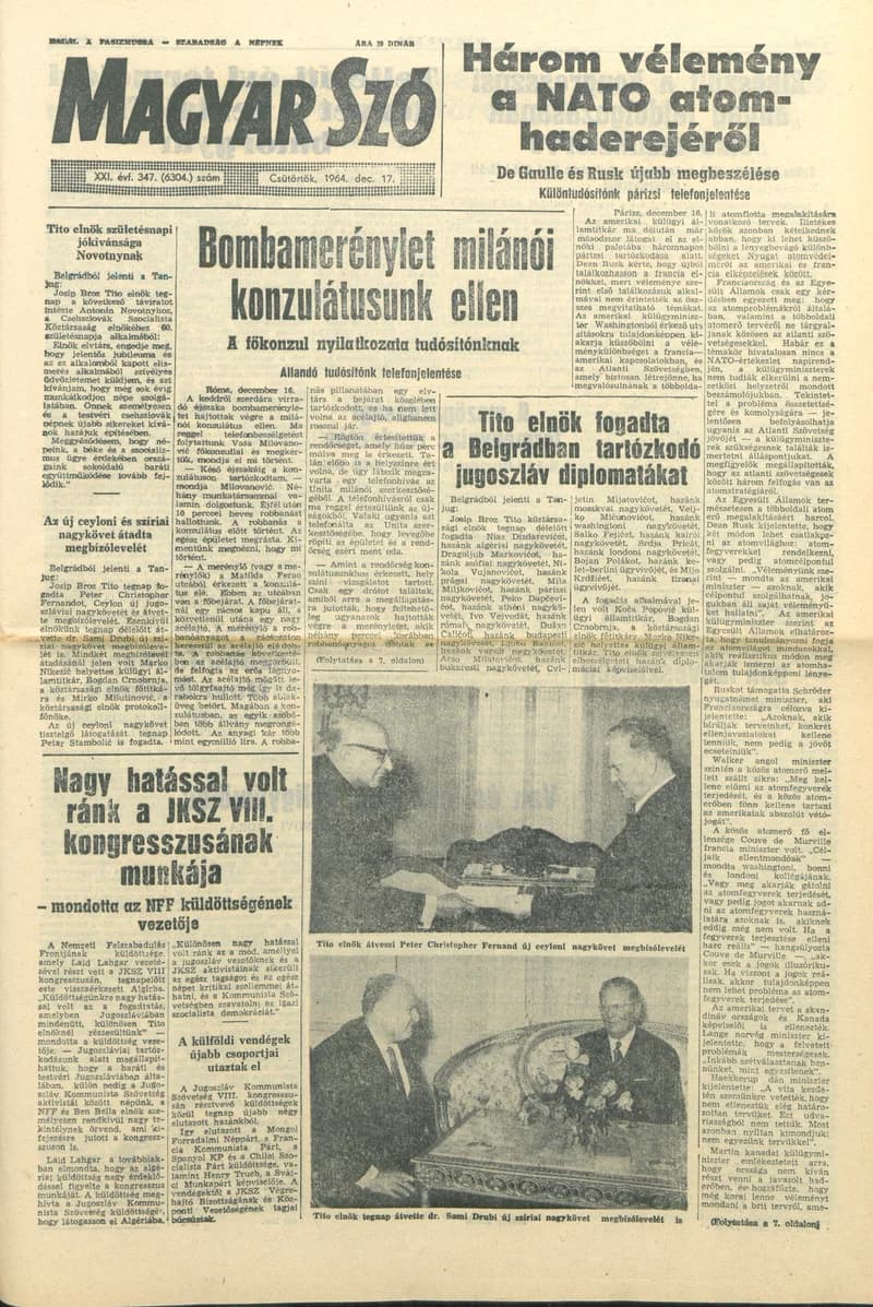 Magyar Szó, 21. évf. 1964. december 17. 347. sz. 1–16. oldal