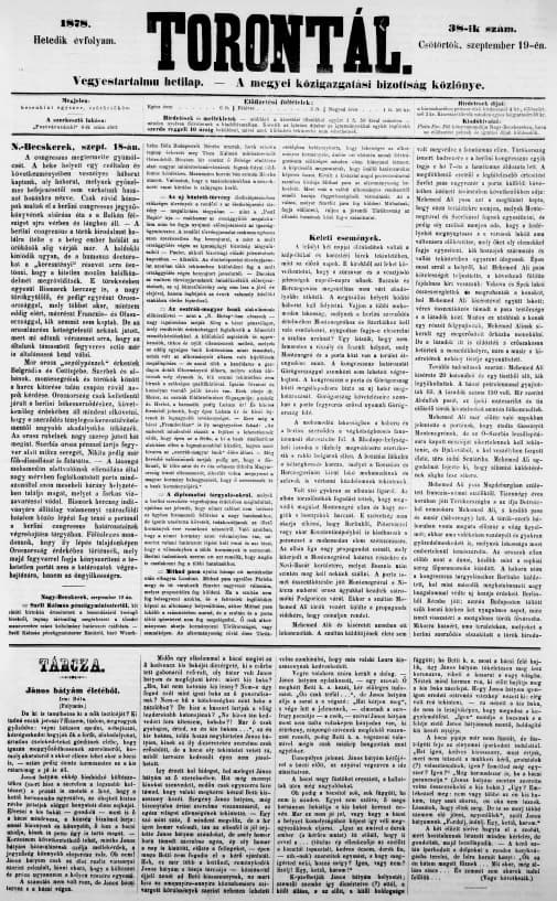 Torontál, 7. évf. 1878. szeptember 19. 38. sz.