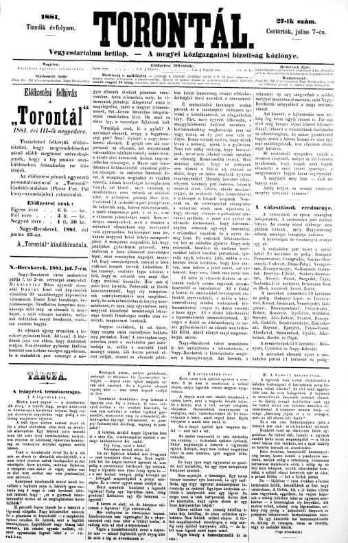 Torontál, 10. évf. 1881. július 7. 27. sz.