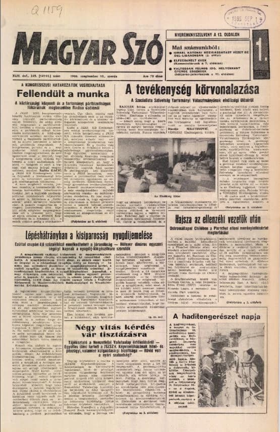 Magyar Szó, 43. évf. 1986. szeptember 10. 249. sz. 1–16. oldal