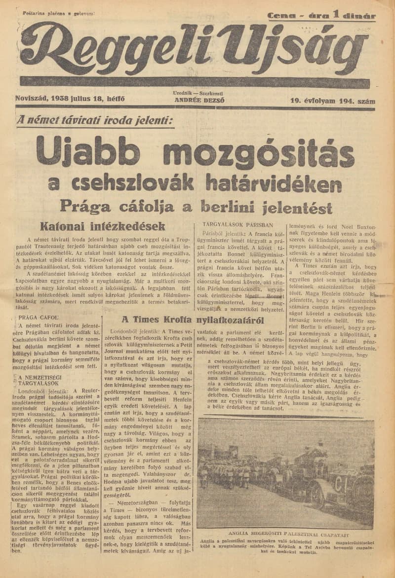 Reggeli Újság, 19. évf. 1938. július 18. 194. sz.