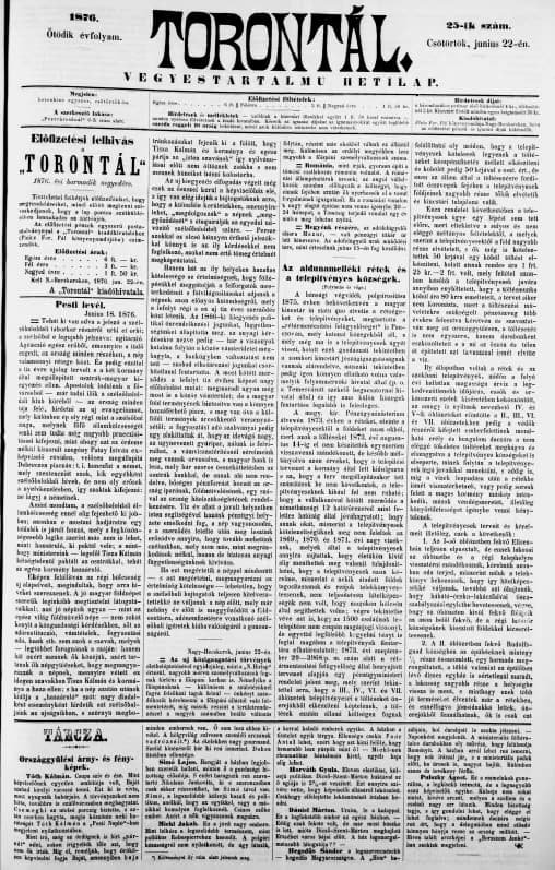 Torontál, 5. évf. 1876. június 22. 25. sz.