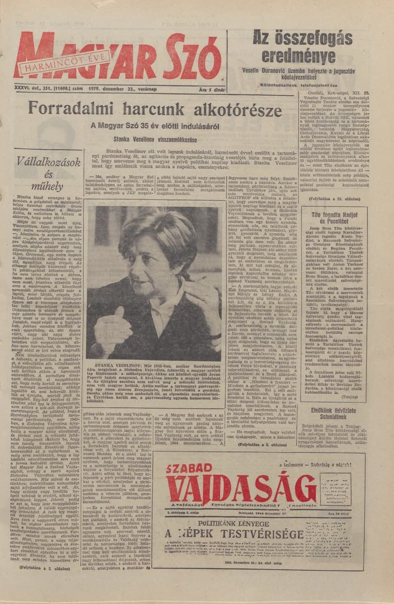 Magyar Szó, 36. évf. 1979. december 23. 351. sz. 1–36. oldal