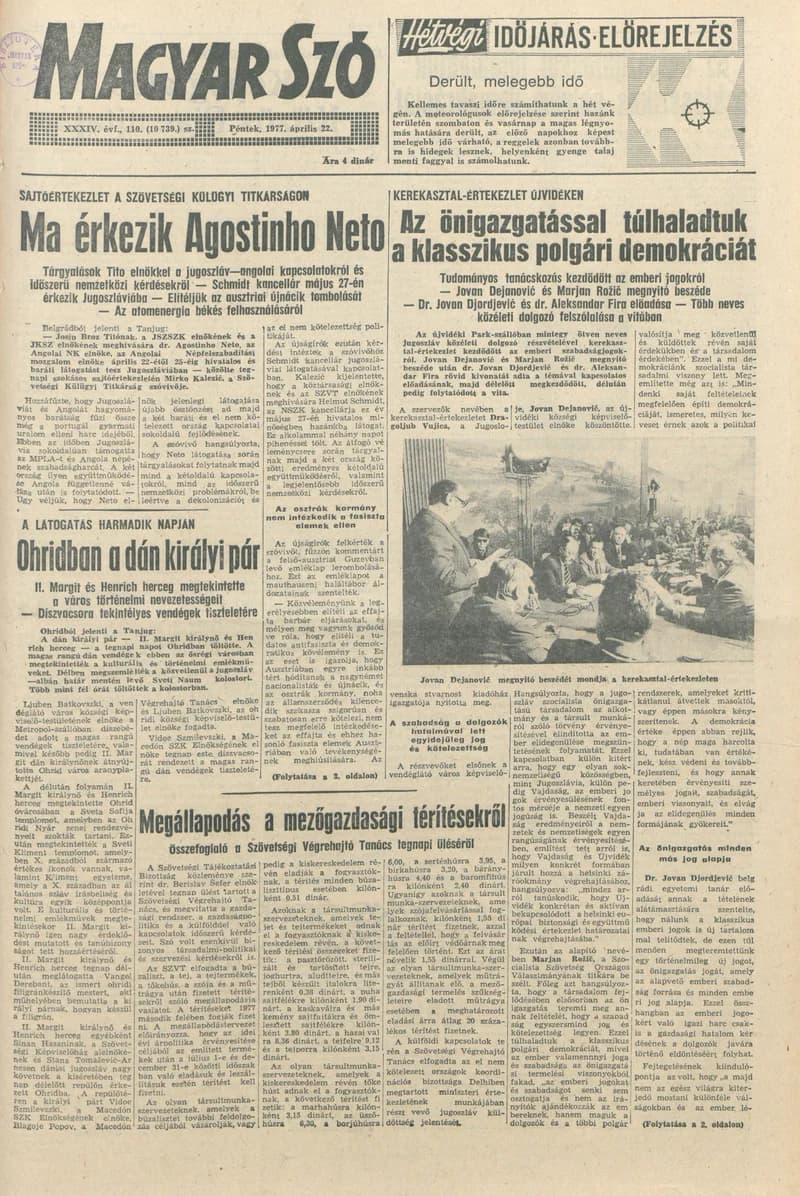 Magyar Szó, 34. évf. 1977. április 22. 110. sz.