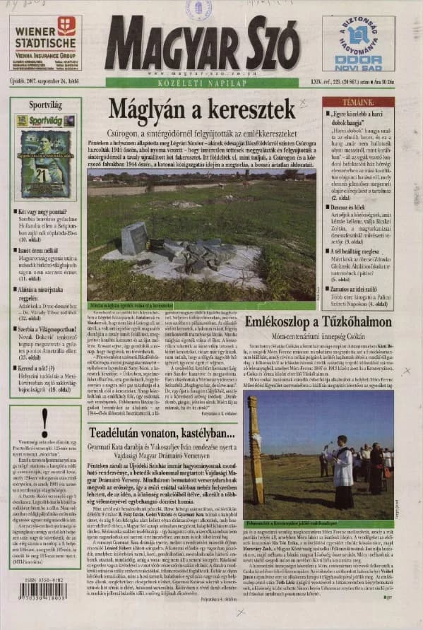 Magyar Szó, 64. évf. 2007. szeptember 24. 223. sz. 1–12. oldal