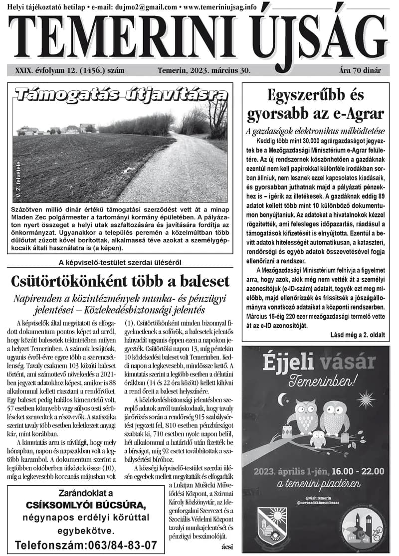 Temerini Újság, 29. évf. 2023. március 30. 12. sz.