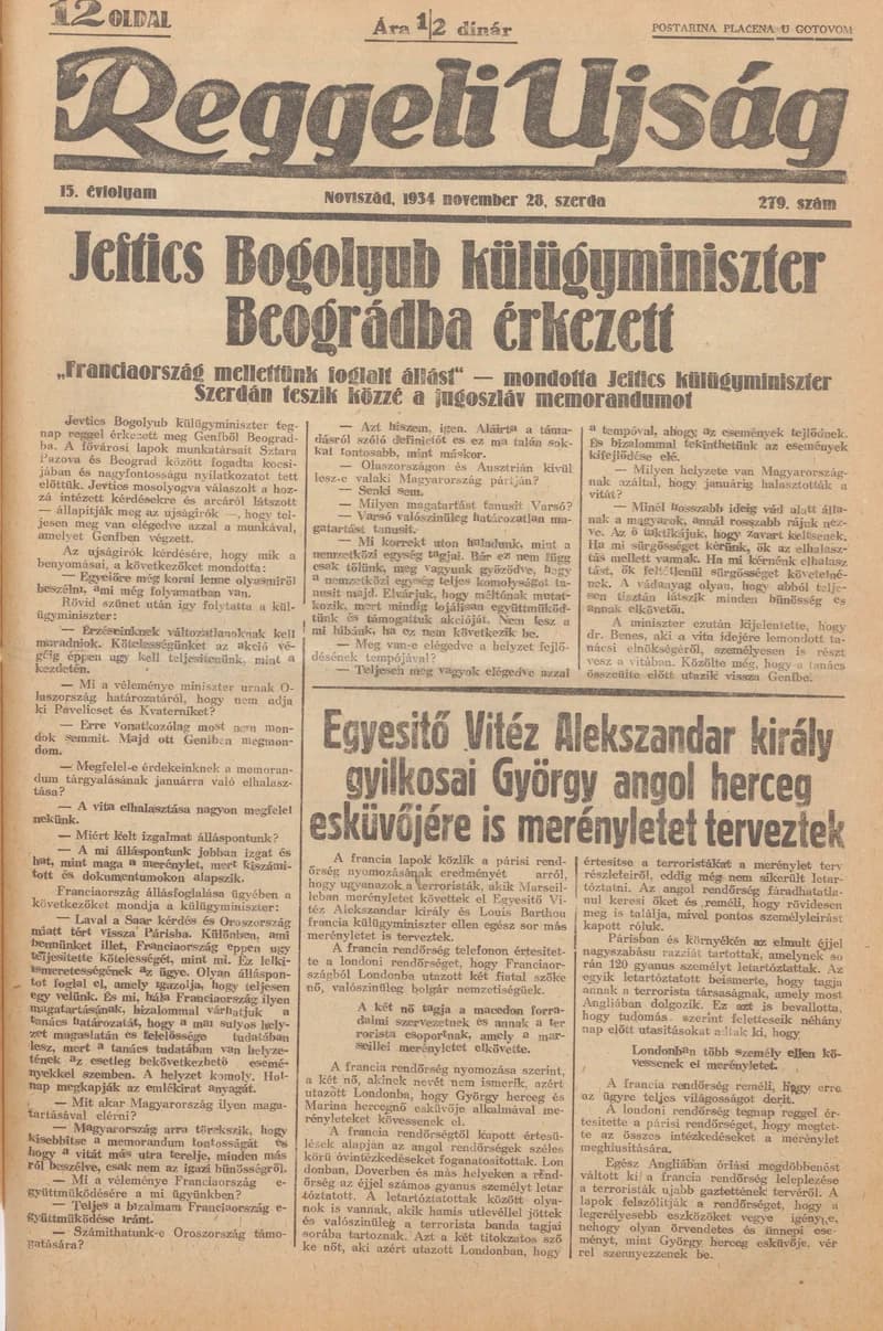 Reggeli Újság, 15. évf. 1934. november 28. 279. sz.