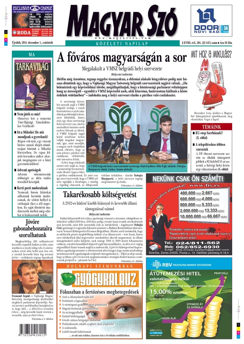 Magyar Szó, 68. évf. 2011. december 1. 281. sz. 1–20. oldal